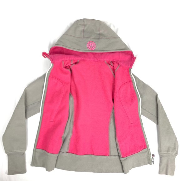 Lululemon Gray & Pink Scuba Hoodie Zip Sweater 6 - Picture 6 of 13